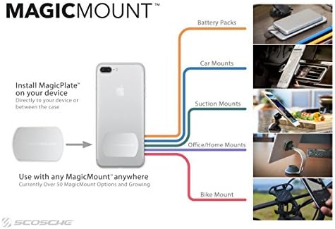 Scosche MPLT44THK2-BP0 MagicMount Replacement Metal Plate Kit for Phone, Extra Strong Thick Metal Plates for Magnetic Mount Cell Phone Holder for Car, Universal with All Devices, Phone Case, Black XL