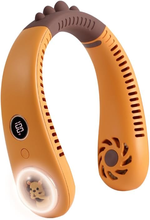 Neck Fan for Kids,Bladeless Portable Fan Rechargeable for 4-14Y Girls & Boys, 2400mAh USB Personal Cooling Mini Fan Rechargeable for Travel/Disney/Camping, 3 Speeds