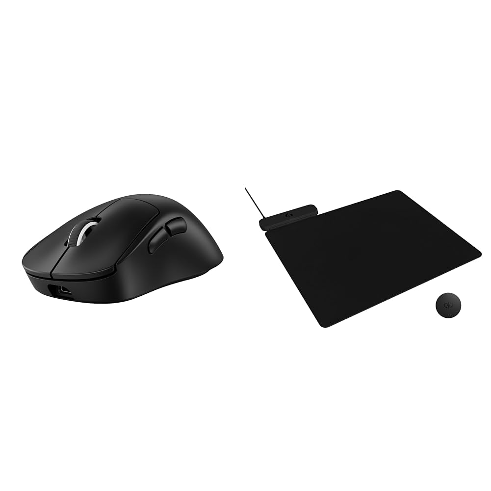 Logitech G Pro X Superlight 2 DEX Lightspeed Wireless Gaming Mouse + Powerplay 2 Wireless Charging Mouse Pad Bundle - Black