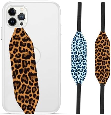 Switchbands Animal Phone Grip Strap 2 Pack – Reversible Elastic Strap, Adhesive-Free, Ergonomic Hand Support, Drop Protection, Wireless Charging Compatible, Universal – Leopard & Pink Tie dye
