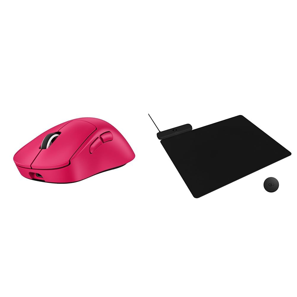 Logitech G Pro X Superlight 2 DEX Lightspeed Wireless Gaming Mouse + Powerplay 2 Wireless Charging Mouse Pad Bundle - Magenta