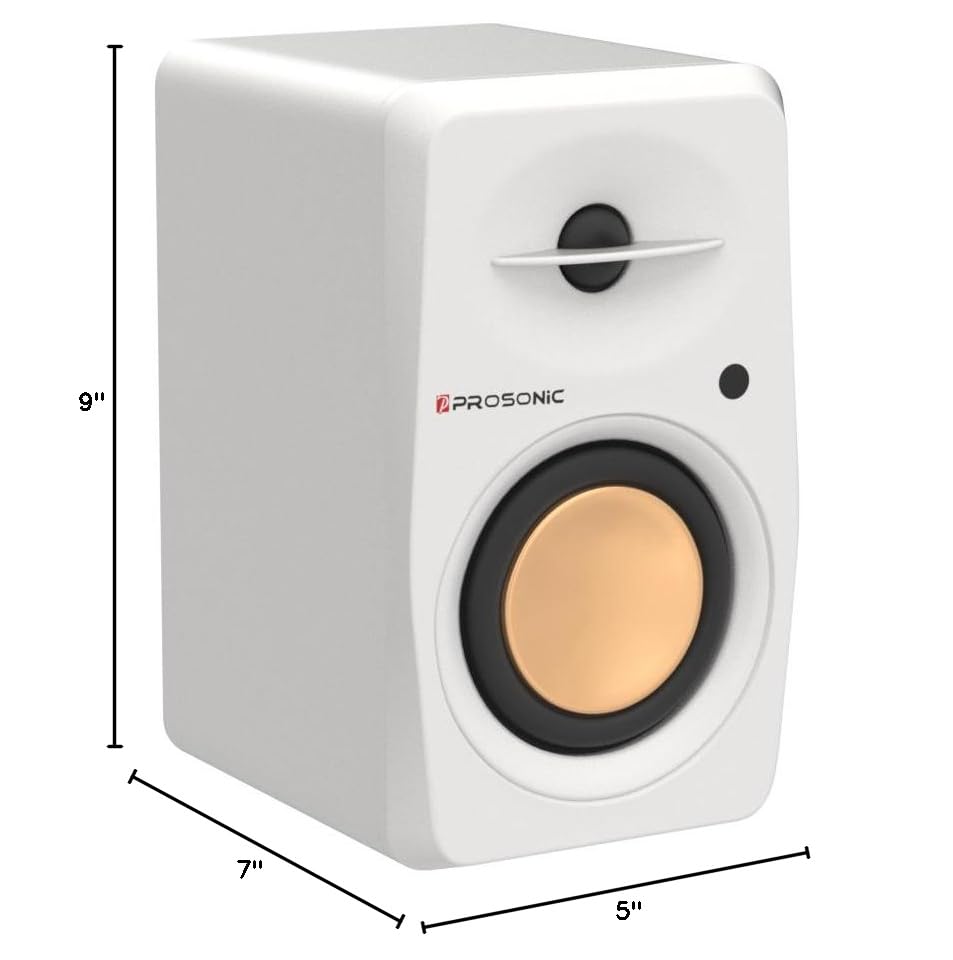 Prosonic BT30 White Bookshelf Speakers - Active Bluetooth 5.3 Powered Studio Monitors, 80W Desktop Computer Audio System with Optical/Coaxial/Aux for Turntable, Home Theater, TV & PC