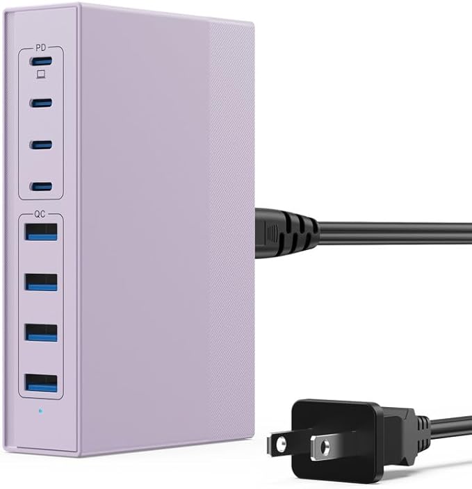 200W USB C Charger Block, 8-in-1 GaN III USB C Charger Fast Charging Station Hub, PD 65W Laptop Charging Adapter for MacBook Pro/Air/Dell XPS/iPhone 16/15/14/iPad/Galaxy S24 (Green)