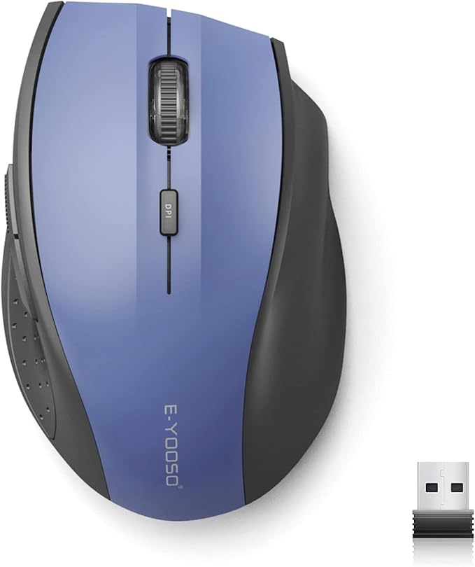 E-YOOSO Wireless Mouse for Laptop, Portable Optical Computer Mouse, 6 Buttons, Cordless 2.4GHz with USB Receiver, 5-Level 4800 DPI, 18 Months Battery Life for PC Chromebook Windows Mac