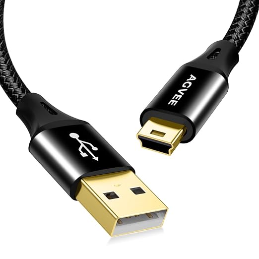 AGVEE 6.6ft Mini USB Cable, Durable USB-A to Mini-B Data and Charger