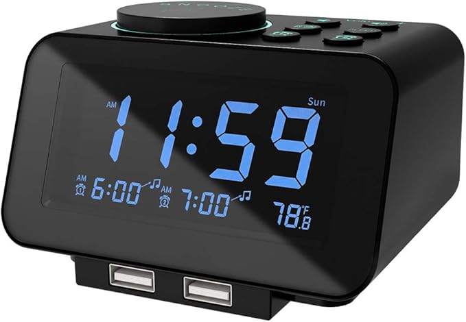 uscce Digital Dual Alarm Clock Radio for Bedrooms with 0-100% Dimmer