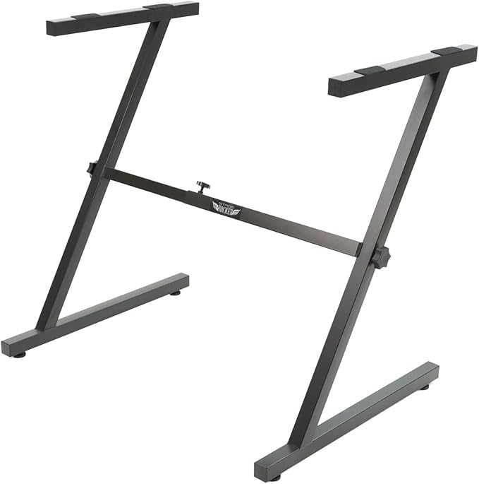 Stage Rocker Single-X Style Classic Folding Keyboard & Digital Piano Stand, Adjustable Width & Height, Durable & Sturdy, Easy to Assemble for Travel/Storage, Sleek Black, Powered by Hamilton(SR524000)