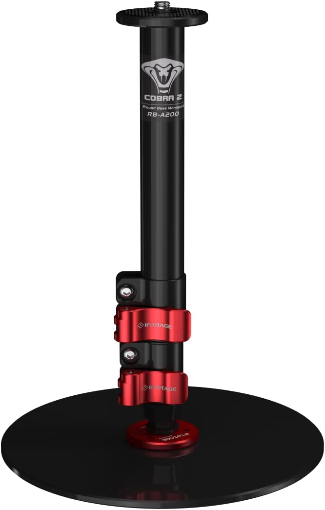 IFOOTAGE Cobra RB-A300,Round Base Monopod,Professional Camera Aluminium Monopod with Quick Adjustment Height Buckle,Compatibility DSLR Cameras Camcorders(59.44Inc)