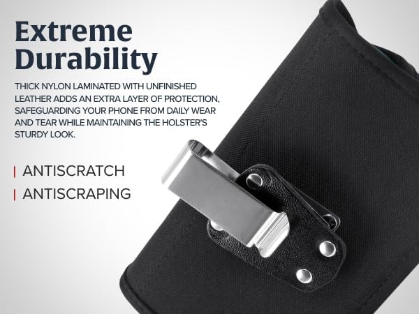 Turtleback Belt Clip for iPhone 16 Pro Max, 15 Pro Max, 14 Pro Max -Large- Fits w/Defender Bulky Style Cases, Premium Black Nylon, Horizontal Belt Holder, Magnetic Closure HD Rotating Belt Clip