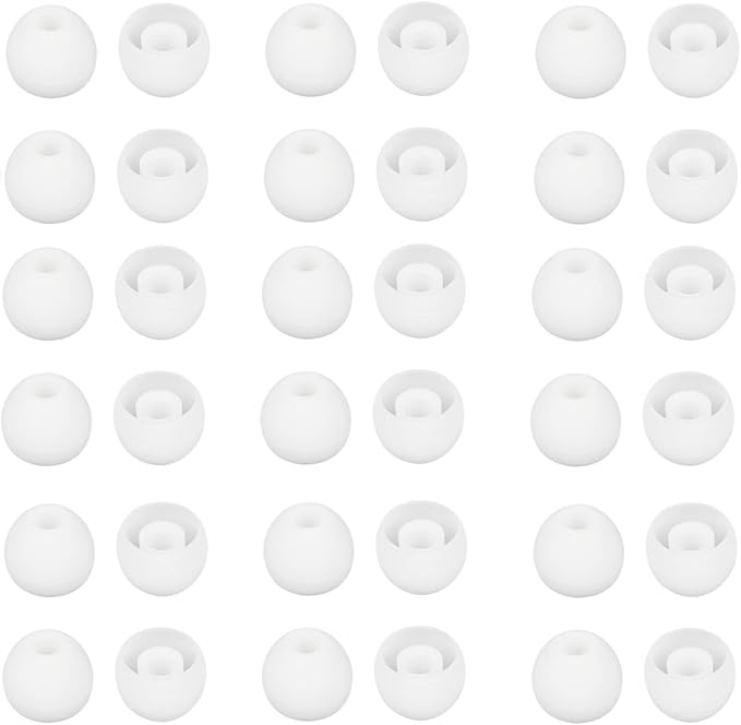 36 Pieces Medium Earbud Tips Soft and Comfortable Ear Bud Replacement Pieces Silicone Fit Most in-Ear Headphones,Inner Hole 3.8mm -5.5mm,Medium White Earbud Replacement Tips