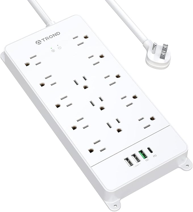 TROND 15ft Surge Protector Power Strip with 32W USB, 4000J,ETL Listed