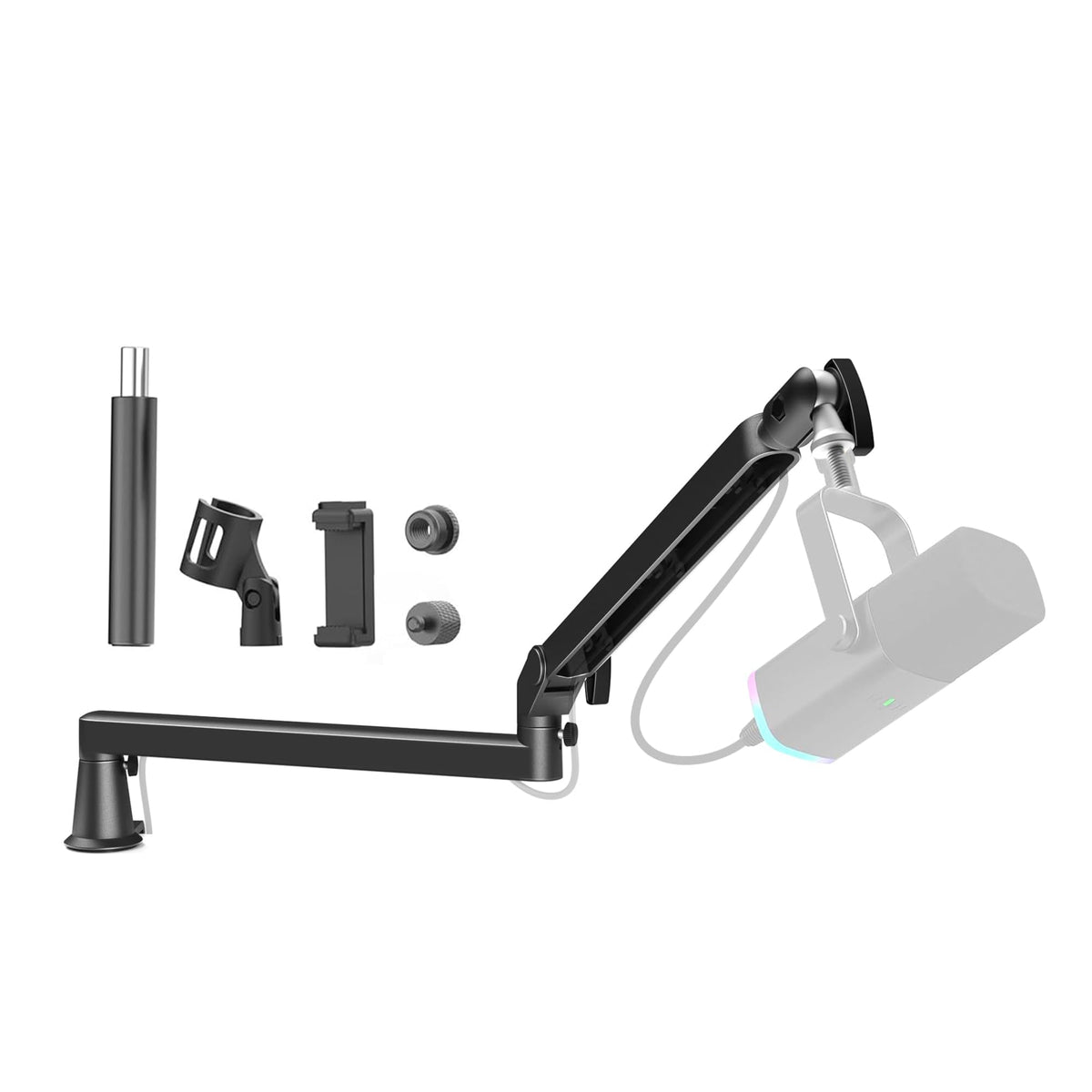 Low Profile Microphone Boom Arm Stand for Gaming Streaming Podcasting Black