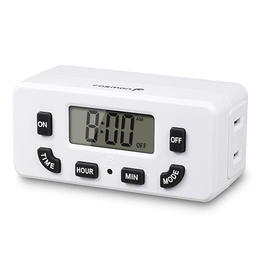Fosmon 7 Day Digital Timers for Electrical Outlets, Indoor Plug-in Light Timers Switch Programmable, Electric Wall Plug for Grow/Reptile Light, Lamp, Appliance, Aquarium