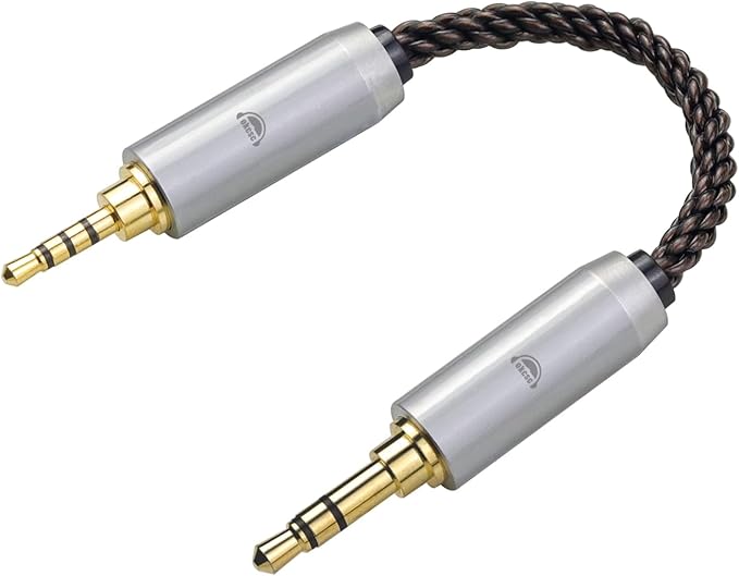 okcsc 4.4MM Male to 3.5MM Male Ultra Short Hifi Audio Cable - OFC Pair Recording Cable - 8-Core Braided Structure - 5.82 inch