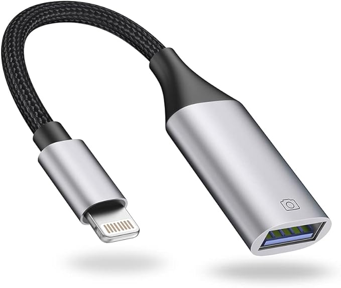 IVSHOWCO Camera Adapter for iPhone, iPad to USB OTG Cable Adapter, Supports USB Flash Drive, Card Reader, Mouse, Keyboard, MIDI