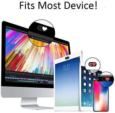 Webcam Cover 3 Pack Ultra Thin Slide Laptop Camera Cover for Echo Show, MacBook Pro, MacBook Air, Computer, Tablet, Mac Air, Chromebook, PC - Red Heart, Black