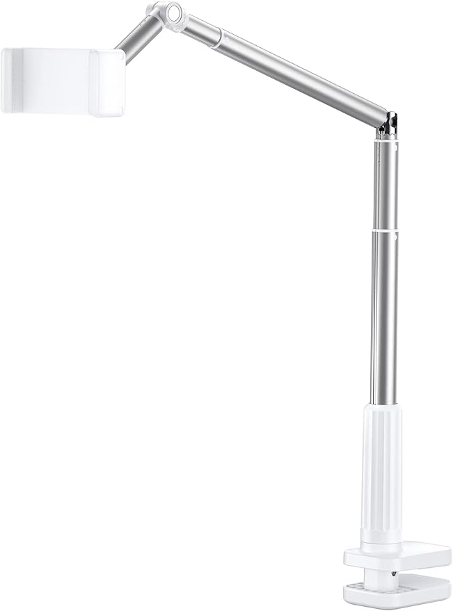 JSAUX Phone Holder for Desk and Bed Compatible with iPhone 17 16 15 14 13 12 Overhead Phone Mount Gooseneck Phone Stand Flexible 360 Lazy Long Arm Clamp Clip for Table Bedside [1-Pack