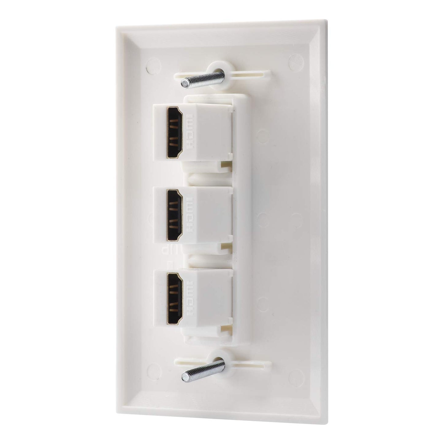LULOSK 3 Port HDMI Female to Female Wall Plate in White (HDMI 3 Port)