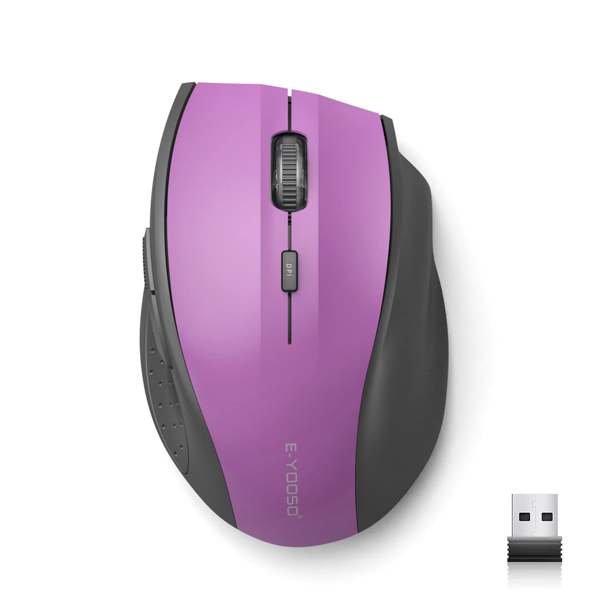 E-YOOSO Wireless Mouse for Laptop, Portable Optical Computer Mouse, 6 Buttons, Cordless 2.4GHz with USB Receiver, 5-Level 4800 DPI, 18 Months Battery Life for PC Chromebook Windows Mac