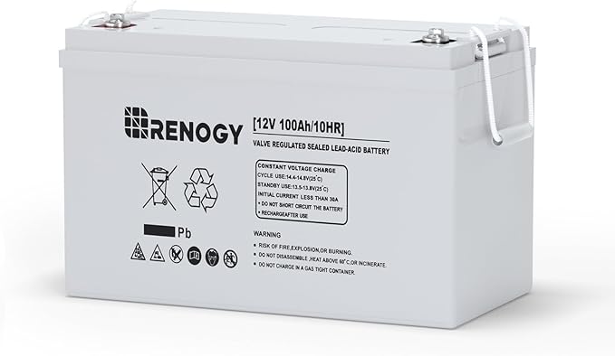 Renogy Deep Cycle AGM Battery 12 Volt 200Ah, 3% Self-Discharge Rate, 2000A Max Discharge Current, Safe Charge Most Home Appliances for RV, Camping, Cabin, Marine and Off-Grid System, Maintenance-Free