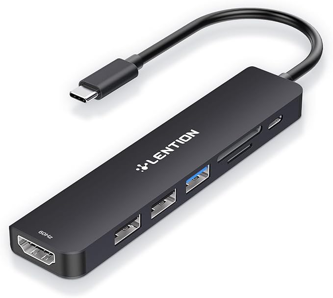 LENTION 7-in-1 USB C Hub, 4K@60Hz HDMI, 100W PD, Card Reader, USB 3.0 & 2.0