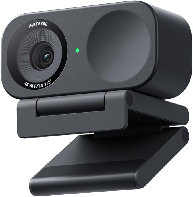 Insta360 Link 2C Tripod Bundle - 4K Webcam for PC/Mac, 1/2" Sensor, Auto Framing, HDR, AI Noise-Canceling Mic, Gesture Control for Streaming, Video Calls, Gaming, Works with Zoom, Teams, Twitch & More