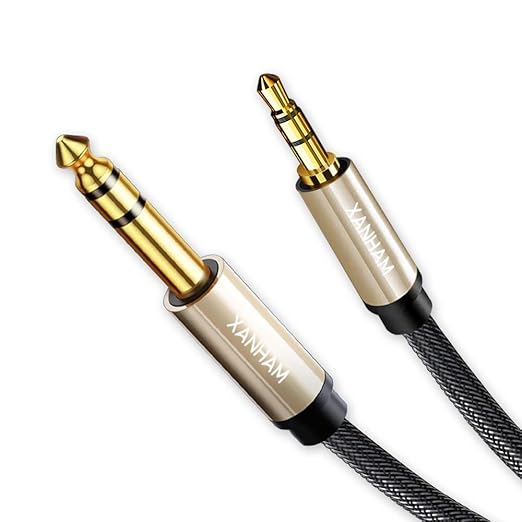 XANHAM 3.5mm to 1/4 Stereo Audio Cable 25 Feet /8M, 1/8" to 6.35mm 1/4" TRS Male Aux Cord Double Shielded with Braiding for Guitar, Amplifiers, PC, Home Theater, Speaker, etc.