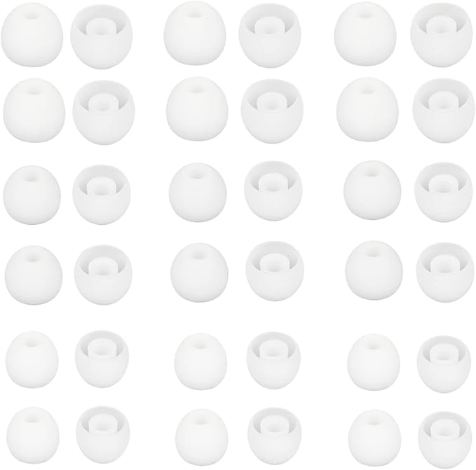 Earbud Tips Soft and Comfortable Headphone Ear Tips Ear Bud Replacement Pieces Silicone Fit Most in-Ear Headphones,Inner Hole 3.8mm -5.5mm,18 Pairs White S/M/L Replacement Earbud Tips
