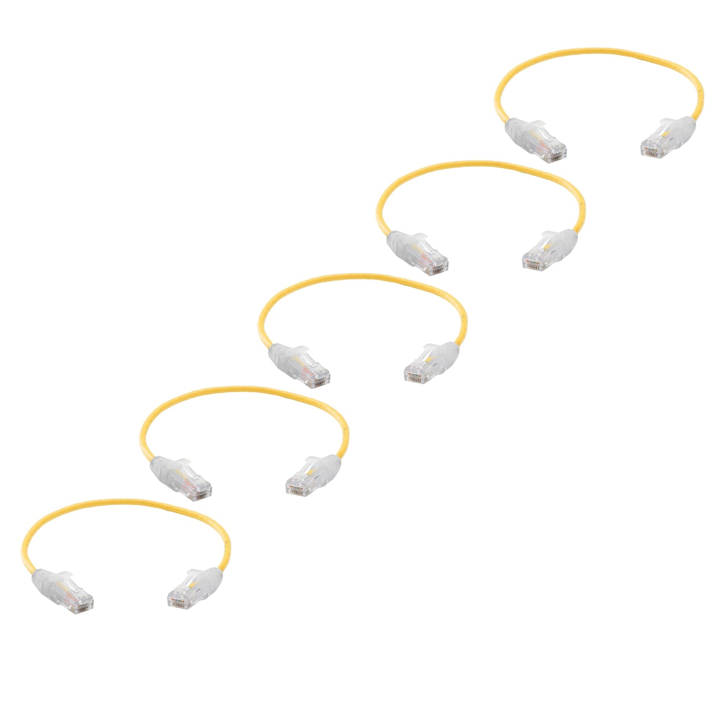TRUECABLE Cat6 Component Rated Patch Cable, Unshielded (U/UTP), 1ft, Yellow, 28AWG Stranded Pure Copper, Snagless 10G High-Speed Ethernet Cable, PoE++ 4PPoE 100W, UL Listed, RoHS-3, 5 Pack