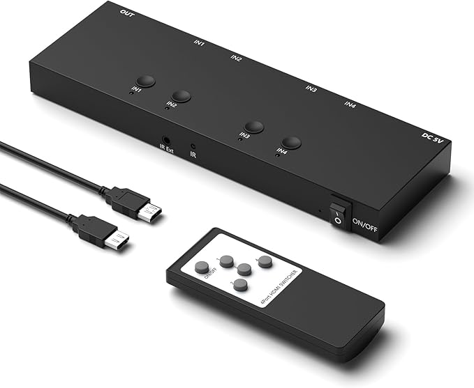 7 Way HDMI Switch 4k@60Hz HDMI Switcher 7 in 1 Out HDCP 2.0 Manual HDMI 2.0 Hub Supports 3D Compatible with Nintendo Switch/Switch OLED/Xbox/ PS5/4/3 Blu-Ray Player Fire Stick Roku Apple TV Chromeca