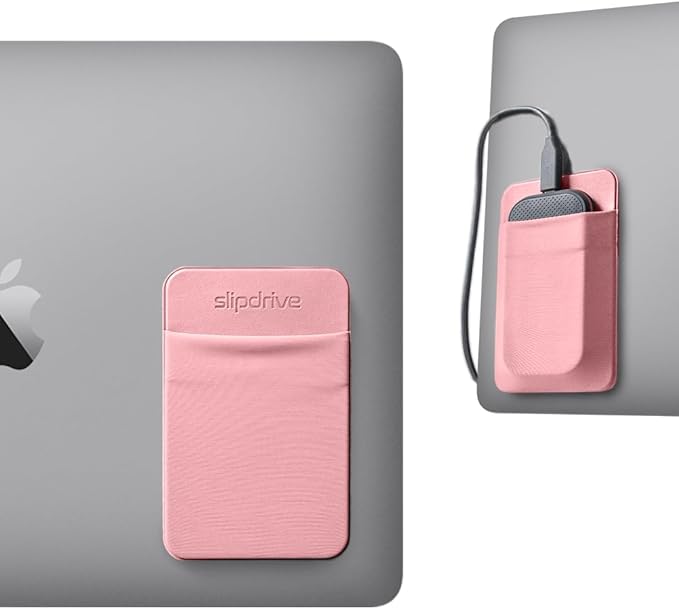 Slipdrive - Portable Hard Drive Sleeve for Laptop - SSD Solid State Drive - Reusable Adhesive - Stick on External Hard Drive Carrying Case - Pocket Pouch (Small