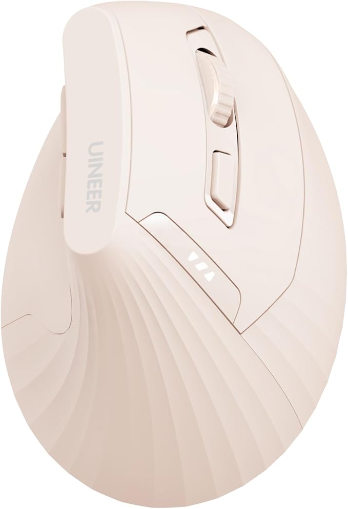 Uineer Vertical Ergonomic Mouse, Wireless Bluetooth Mouse, 3-Device,Quiet