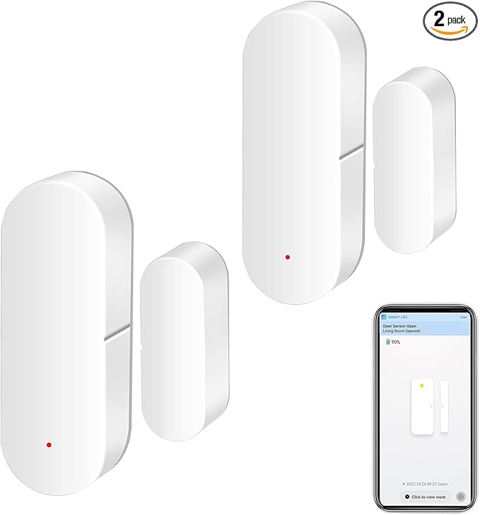 WiFi Door Sensor: Smart Door Open/Closed Detectors, Wireless Window Sensor with App Notification Alert, Contact Sensor for Home Security, Compatible with Alexa Google Assistant (1pack)