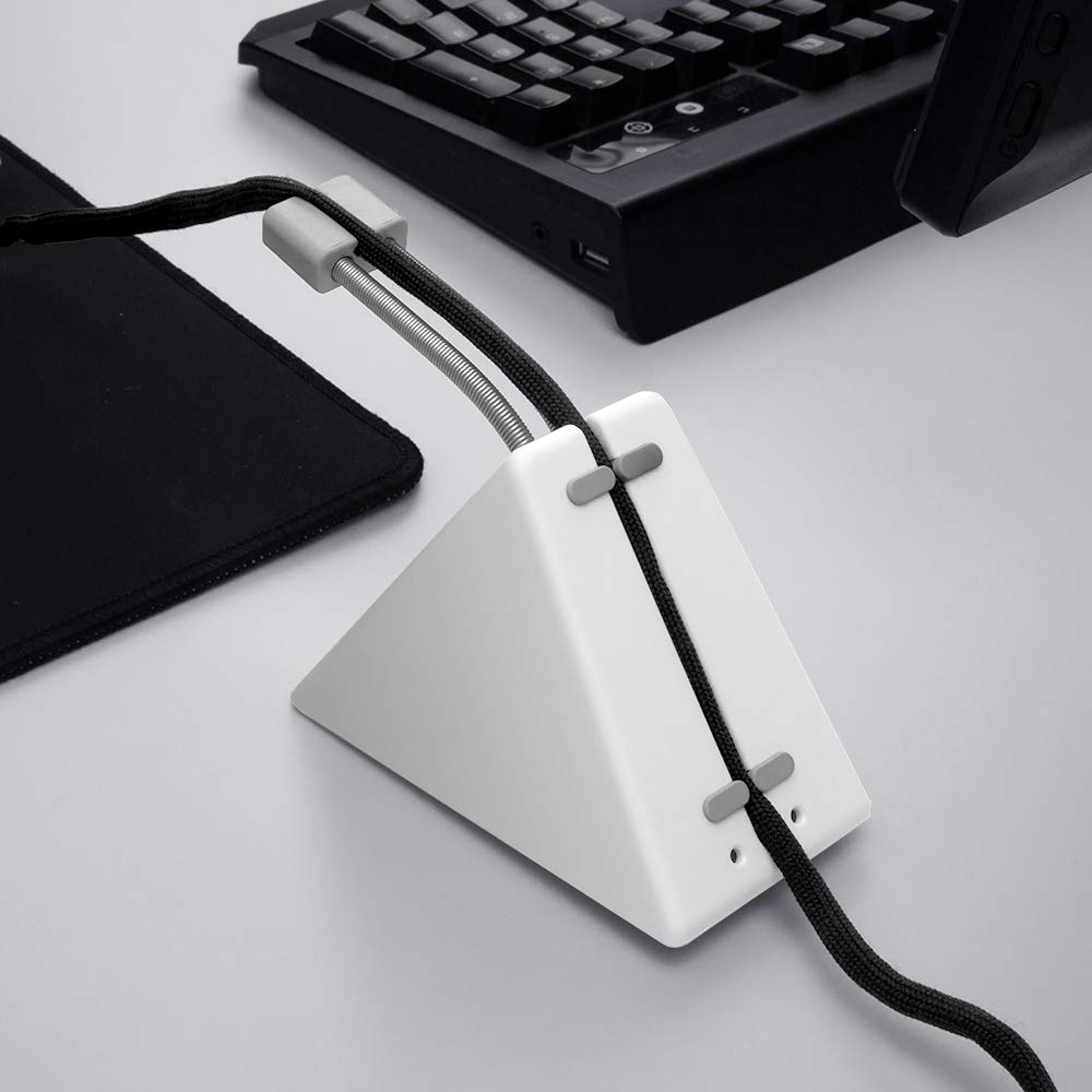 HOTLINEGAMES Mouse Bungee Mouse Cord Clip Cord Management System Fixer Holder for Esports FPS Game (3.0 White)