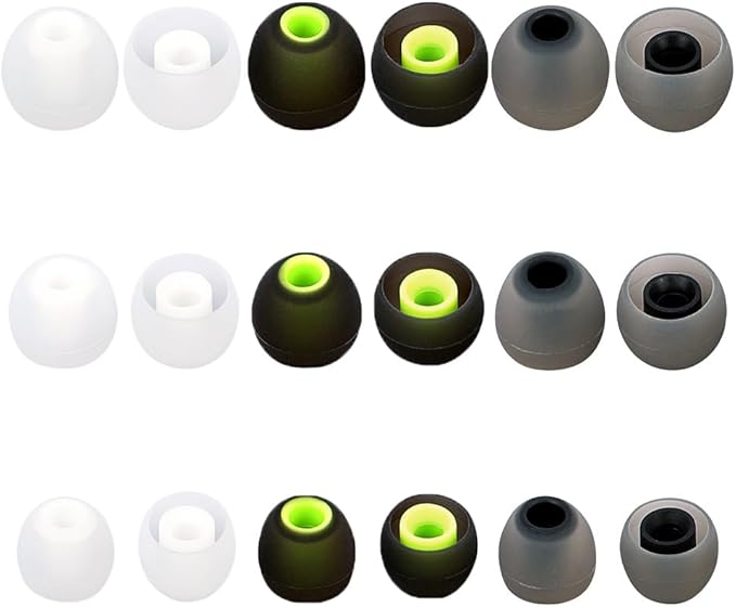Earbud Tips Ear Bud Tips Soft Anti Slip Washable and Reusable Silicone Replacement Earbud Tips Fit Most in-Ear Earbuds(Inner Hole 3.8mm -5.1mm) 18pcs S M L