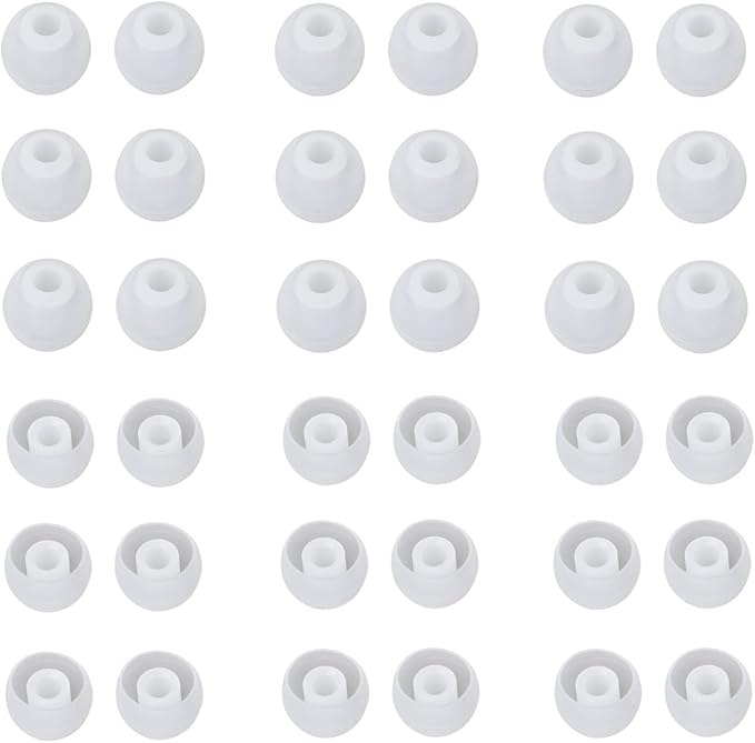 36 Pieces Small Earbud Tips Soft and Comfortable Ear Bud Replacement Pieces Silicone Fit Most in-Ear Headphones,Inner Hole 3.8mm -5.5mm,Small Clear White Replacement Eartips