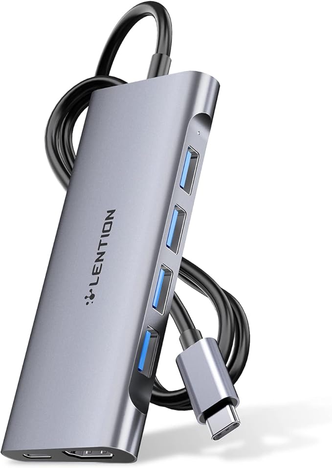 LENTION 3.3FT Long Cable USB C Hub, 4K HDMI, 100W PD, 4 USB 3.0 Ports