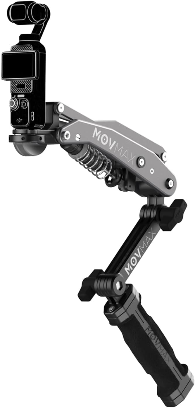 MOVMAX Blade Arm Bike Motorcycle Handlebar Mount Stabilizer, Camera Clamp Mount Shock Absorber for DJI Osmo Pocket 4/Pocket 3, Insta 360, GoPro Hero Cameras w Ball Head, Pocket 3 Accessories