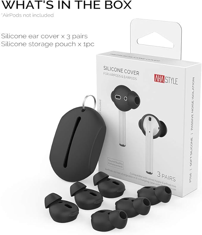 AhaStyle 3 Pairs AirPods Ear Tips Silicone Earbuds Cover