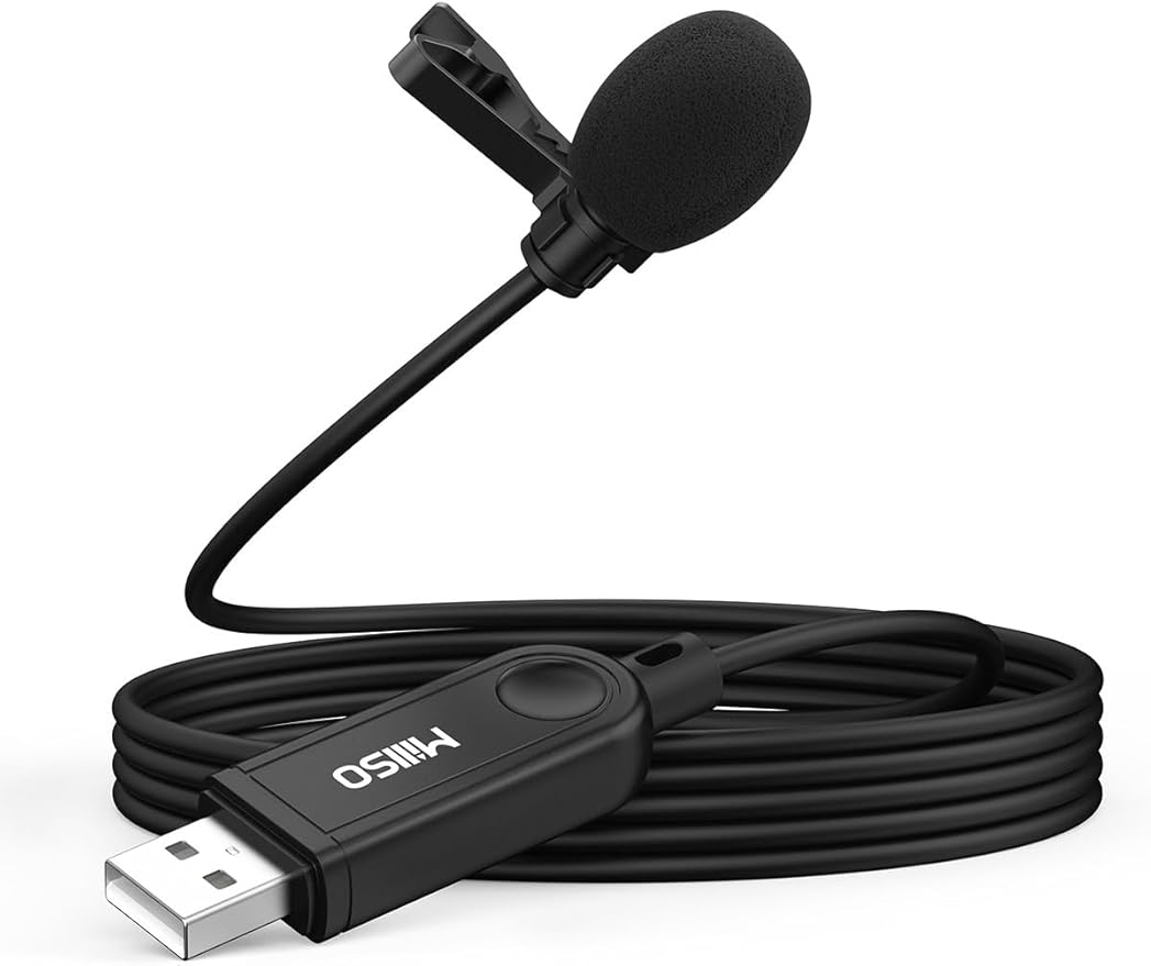 MillSO USB Lavalier Microphone with Headphone Jack Lapel USB PC Microphone