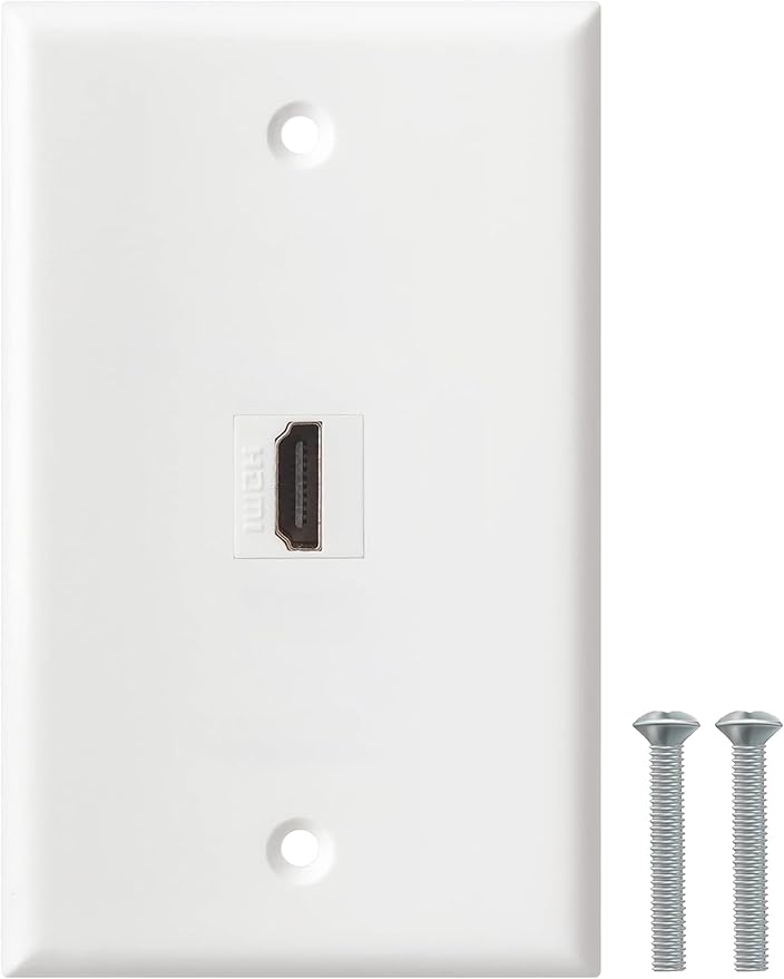 HDMI Coax Ethernet Wall Plate, 1 Port 4K HDMI Keystone, 1 Port Coax Keystone, 1 Port CAT6 Keystone Wall Plate