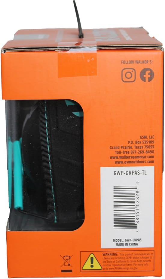 Walker's Razor Compact Passive Youth & Women's Noise-Blocking Hunting Gun Range Shooting Hearing Protection Muff, Comfort Headband w/Metal Wire Frame, Teal