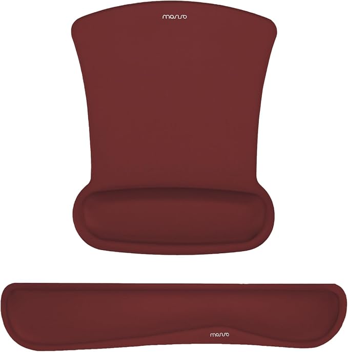 MOSISO Wrist Rest Support for Mouse Pad & Keyboard Set, Ergonomic Mousepad Non-Slip Base Home/Office Pain Relief & Easy Typing Cushion with Neoprene Cloth & Raised Memory Foam