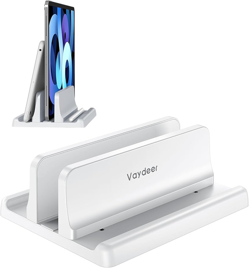 Vaydeer Vertical Laptop Stand Holder Organizer Plastic Adjustable Desktop Notebook Dock Space-Saving 3 in 1 for All MacBook Pro Air,Mac,HP,Dell,Microsoft Surface,Lenovo