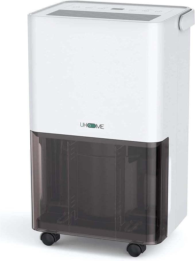 Uhome 120 Pints Dehumidifier with Drain Hose - 6000 Sq. Ft Quiet Dehumidifier for Home, Basements, Storages and Large Rooms with 1.32Gallon Water Tank
