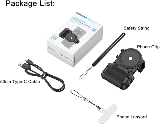 KIWIFOTOS Phone Camera Grip Smartphone Tripod Mount Handle Holder with Wireless Remote & 1/4"-20 Tripod Adapter for iPhone 16 15 14 Pro Max S23 S22 Selfie Vlog Video Shooting