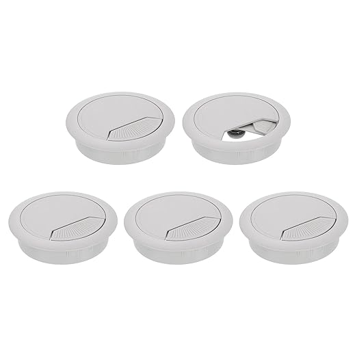 uxcell 5 Pcs 60mm (2.36 Inch) Desk Grommet, Plastic Cable Hole Cover, Wire Cord Cable Organizer for Home Office Computer Desk Cabinet