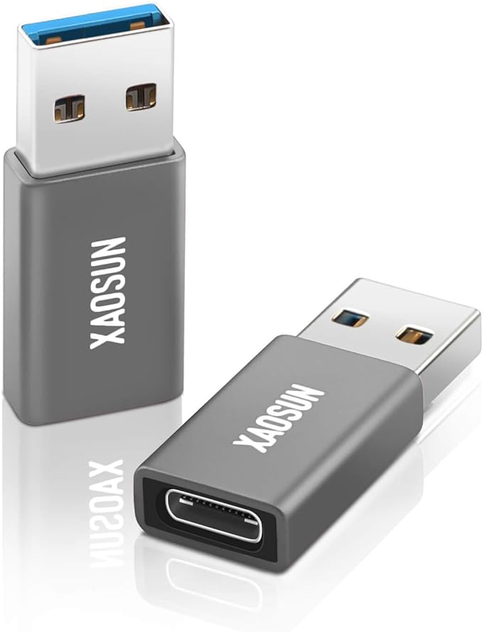 XAOSUN 10Gbps USB A to USB C Adapter, USB to USB C Converter, Red 2-Pack
