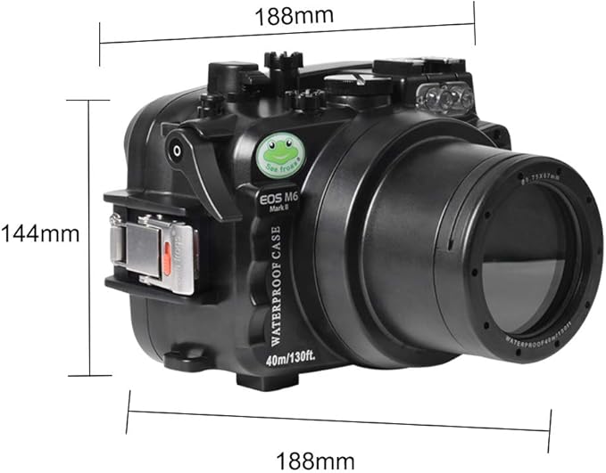 Sea frogs Underwater Camera Case Compatible with Canon EOS M6 Mark II 60MM IPX8 40m/130ft Maximum Diving Depth Waterproof Camera Housing for Diving, Surfing, Rowing, Skiing