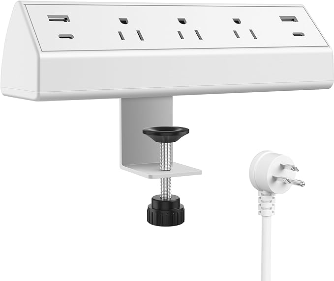 Jgstkcity 130W Desk Clamp Power Strip, 12 USB Ports (6 PD 65W USB-C),Surge Protector,ETL Listed Power Hub Extension Cord,Fast Charging Station for Home Office Desk Edge Mount (Black, 12 USB-130W)